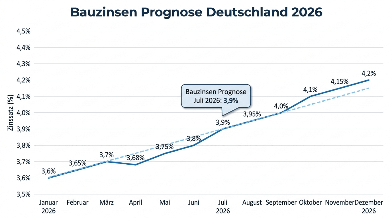 Zinsdiagramm Baufinanzierung – Bauzinsen Prognose Sommer 2026
